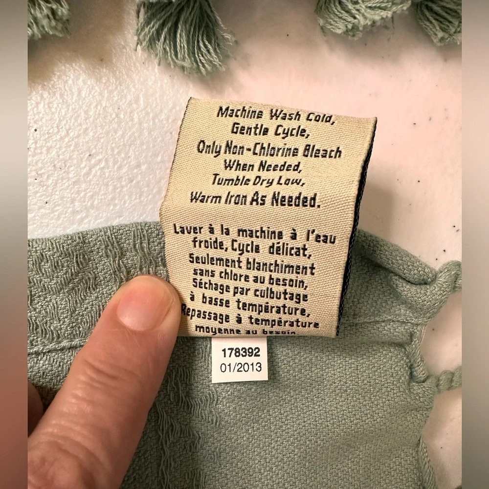 Pottery Barn Set of 6 Green Fringed Napkins